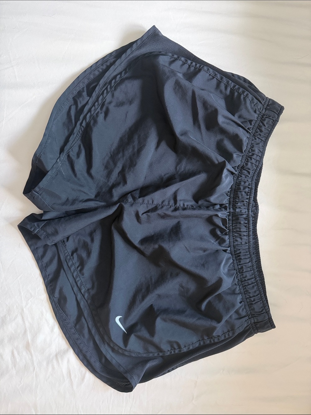 Nike Black Athletic Running Shorts with White Swoosh